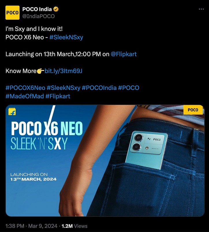 Xiaomi sắp ra mắt điện thoại POCO X6 Neo tại Ấn Độ với camera 108MP