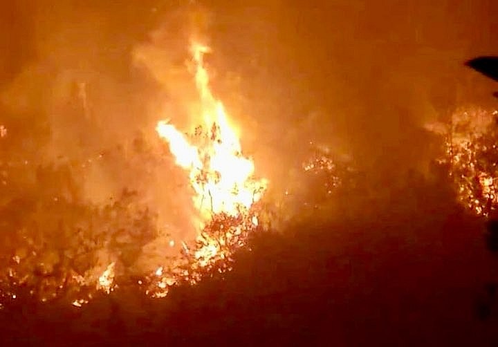 Ngọn lửa dữ dội đã gây thiệt hại gần 10 ha rừng. Ảnh: TTTĐT huyện Vị Xuyên