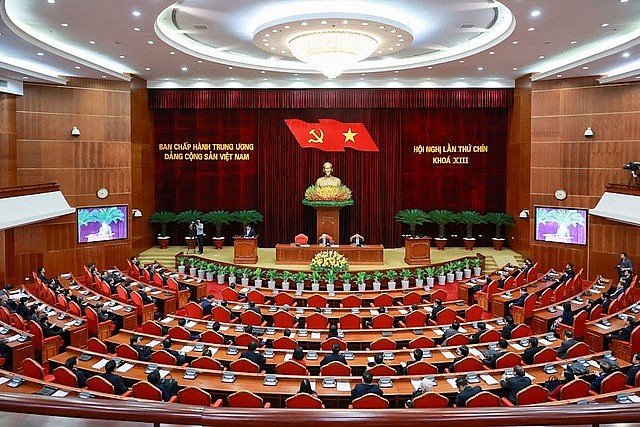 Hội nghị lần thứ chín Ban Chấp hành Trung ương Đảng khoá XIII họp phiên bế mạc tại Hội trường vào sáng ngày 18/5 - Ảnh: VGP