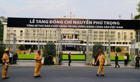  Hội trường Thống Nhất (số 135 Nam Kỳ Khởi Nghĩa, Quận 1, TP.Hồ Chí Minh), nơi tổ chức Lễ viếng, Lễ truy điệu Tổng Bí thư Nguyễn Phú Trọng tại phía Nam.