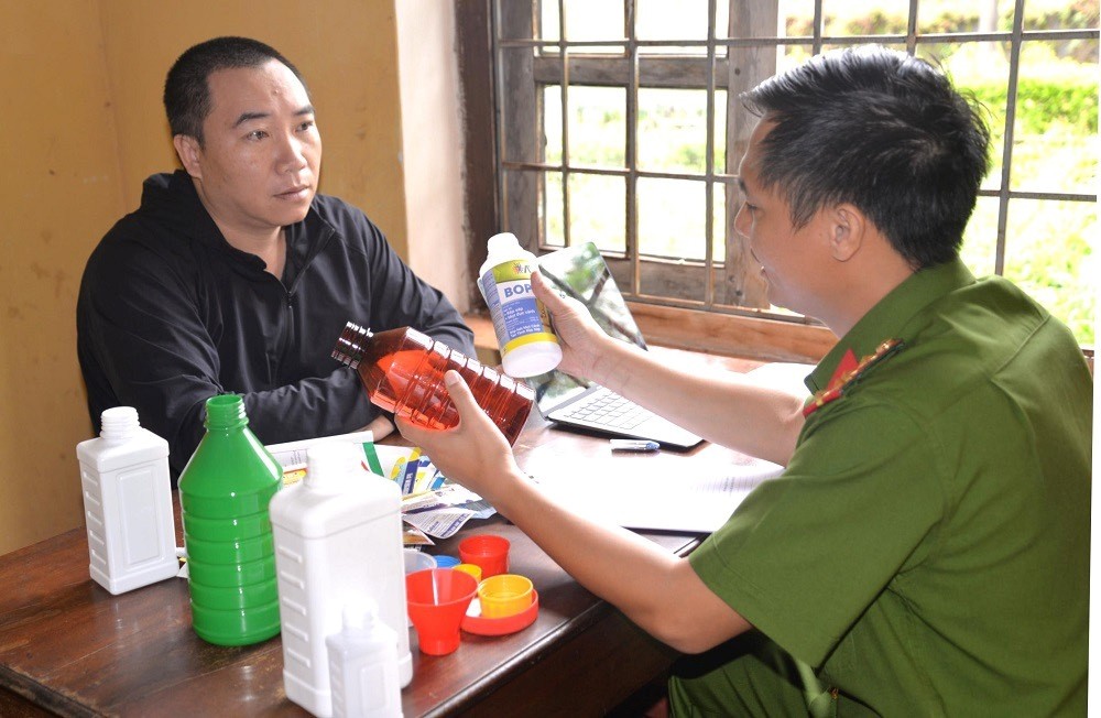 Đối tượng Nguyễn Thái Học tại cơ quan Công an.