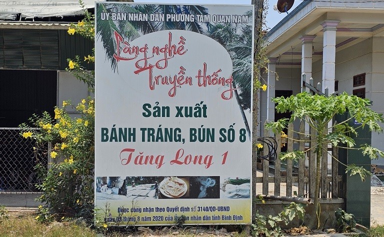 Làng nghề truyền thống sản xuất bánh tráng, bún số 8 Tăng Long 1, phường Tam Quan Nam, thị xã Hoài Nhơn