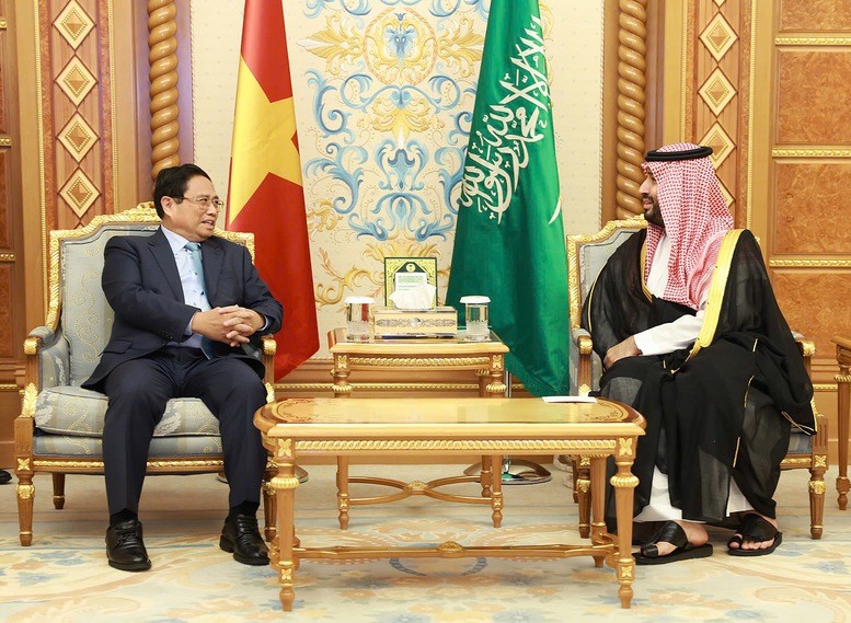 Thủ tướng Chính phủ Phạm Minh Chính hội đàm với Hoàng Thái tử, Thủ tướng Saudi Arabia Mohammed bin Salman Bin Abdulaziz Al Saud - Ảnh: VGP