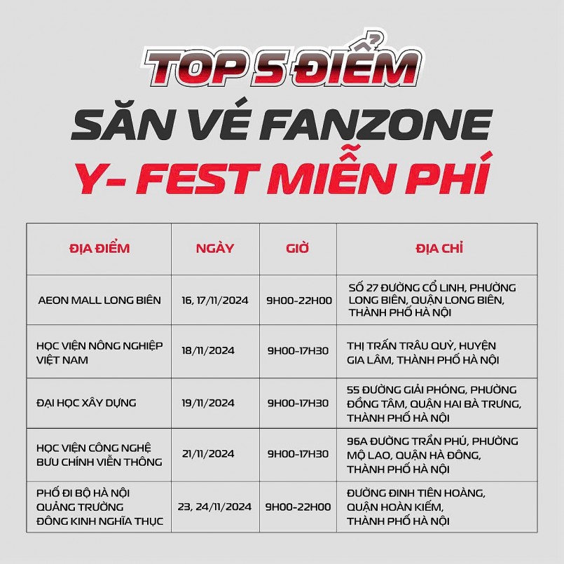 Lộ trình săn vé Fanzone bắt đầu từ 16/11