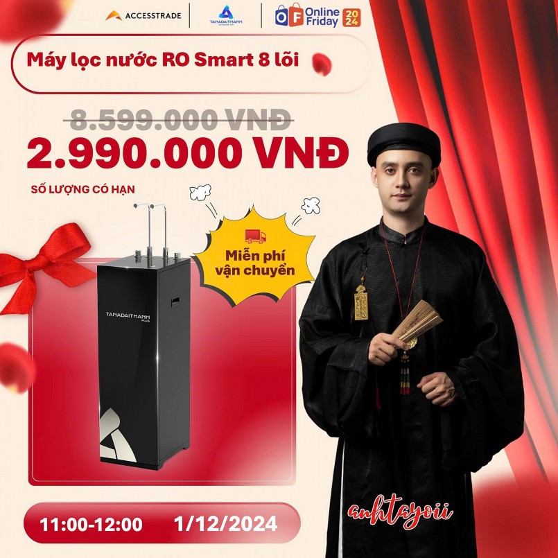 Máy lọc nước RO Smart 8 lõi có giá ưu đãi độc quyền trên livestream của KOC Anh Tây Ơi