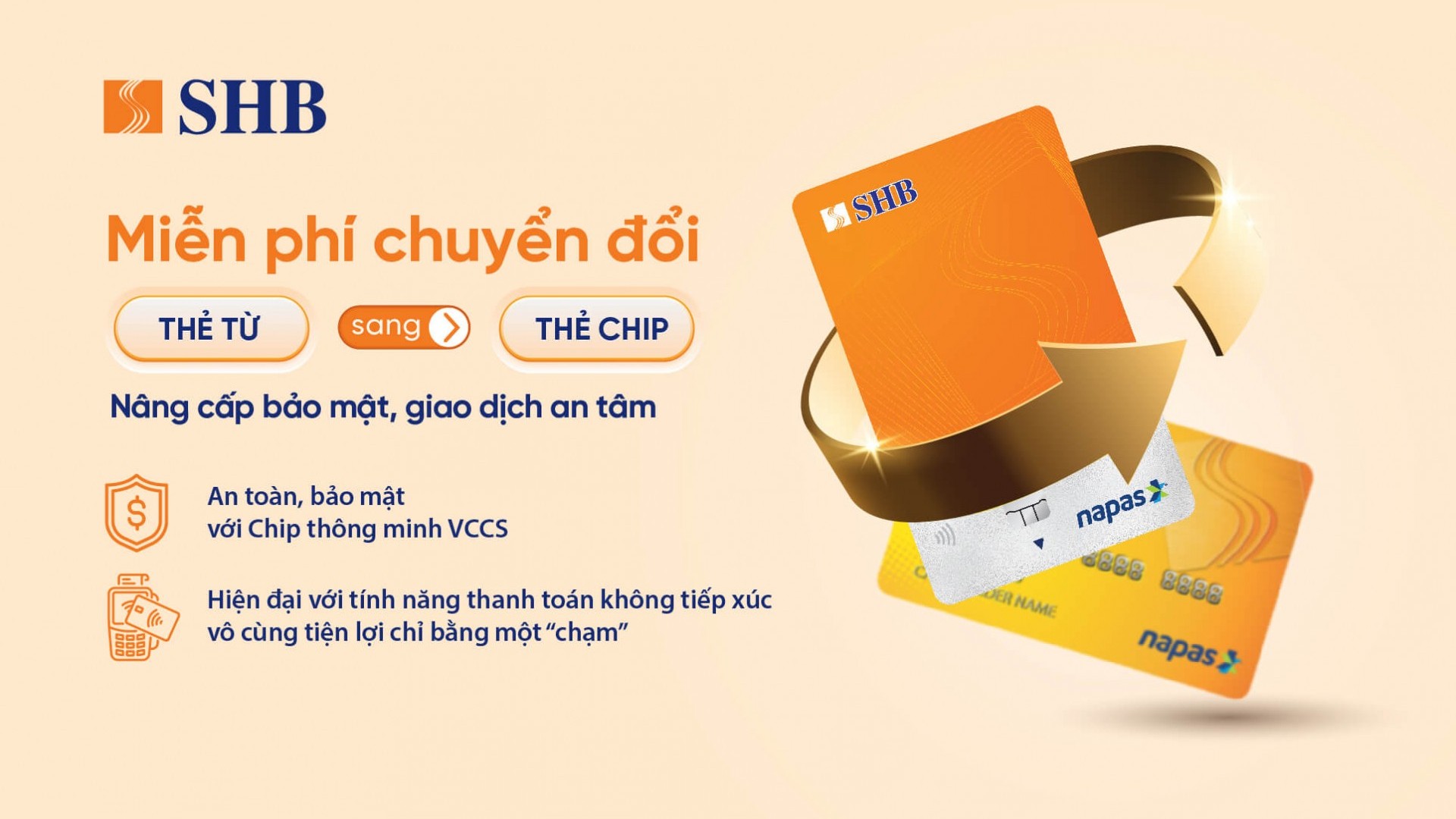 SHB miễn phí đổi thẻ từ sang thẻ chip đạt chuẩn VCCS