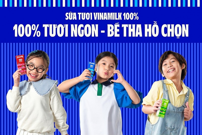  Chiến dịch truyền thông “Sữa tươi Vinamilk 100% - Vắt mỗi ngày, tươi mỗi ngày” theo nhận diện mới.