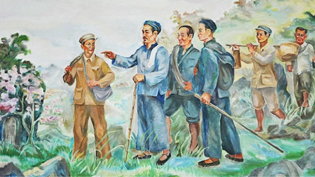 Bác Hồ về nước xuân Tân Tỵ 1941. (Tranh: Trịnh Phòng)