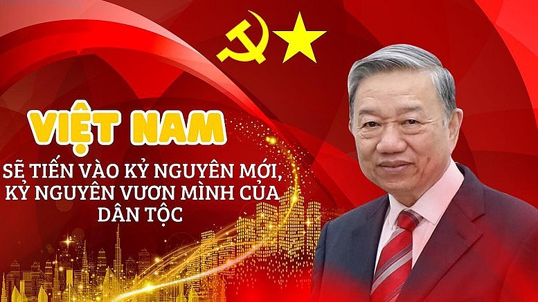 Tư tưởng lớn của Tổng Bí thư Tô Lâm, quyết tâm chính trị của Đảng ta là: Mùa xuân năm 2026 dân tộc ta chính thức tiến vào kỷ nguyên mới, kỷ nguyên vươn mình, kỷ nguyên tăng tốc, bứt phá để hiện thực hóa khát vọng xây dựng một nước Việt Nam xã hội chủ nghĩa, dân giàu, nước mạnh, dân chủ, công bằng, văn minh