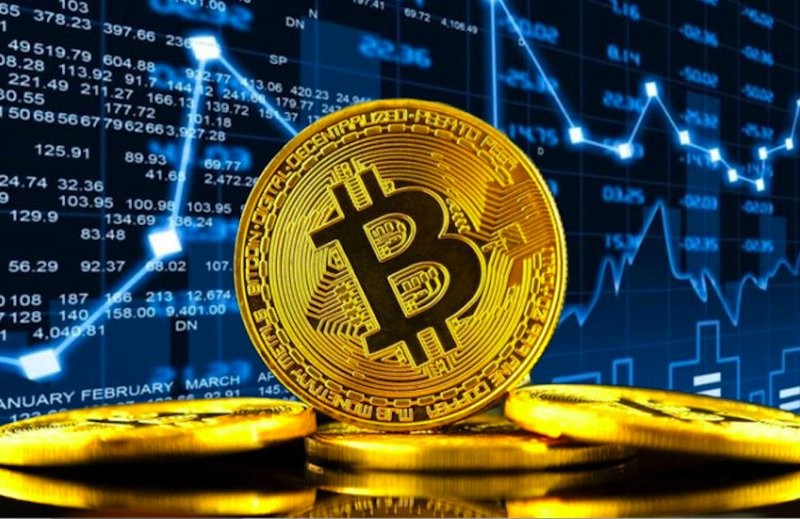 Đồng xu biểu tượng Bitcoin. 