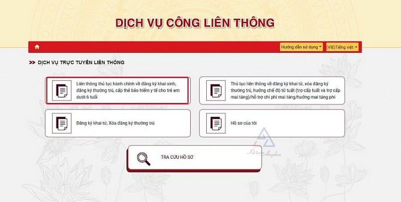 đăng ký khai sinh online tại Cổng dịch vụ công quốc gia