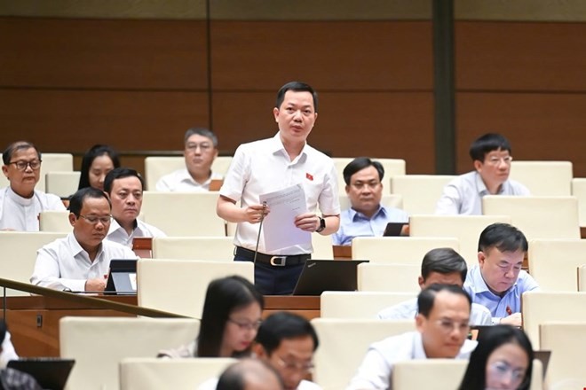Đại biểu Quốc hội Trịnh Xuân An đề cập đến các vấn đề nổi cộm như hàng giả, hàng nhái, hoá đơn tính thuế. Ảnh: Quochoi.vn