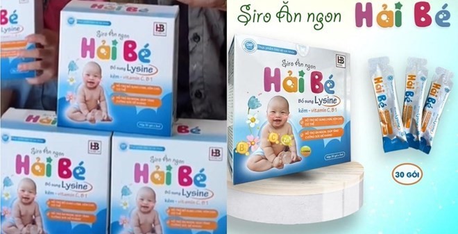 Sản phẩm Siro ăn ngon Hải Bé được quảng cáo tràn lan trên mạng xã hội. Đồ họa: Linh Đan