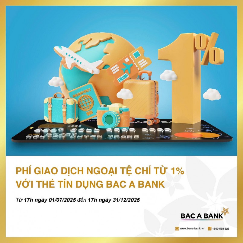 BAC A BANK ưu đãi phí giao dịch ngoại tệ, tri ân chủ thẻ tín dụng