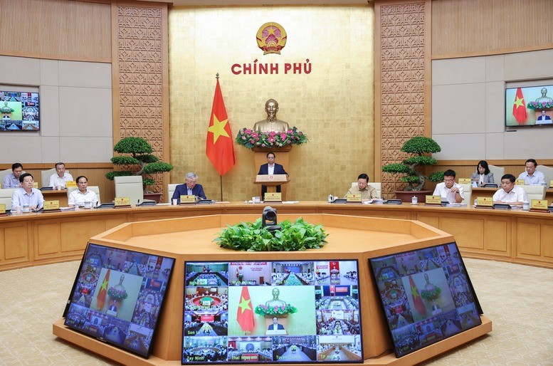 Thủ tướng chủ trì Hội nghị trực tuyến Chính phủ với 34 tỉnh thành và hơn 3.300 xã, phường, đặc khu. Ảnh VPG