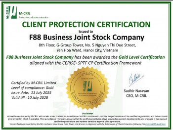 F88 lần thứ ba được trao Chứng chỉ Bảo vệ Khách hàng hạng Vàng