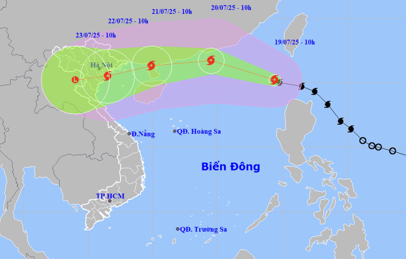 Bão Wipha sẽ ảnh hưởng đến khu vực Bắc Bộ và Bắc Trung Bộ (Ảnh: NCFMF).