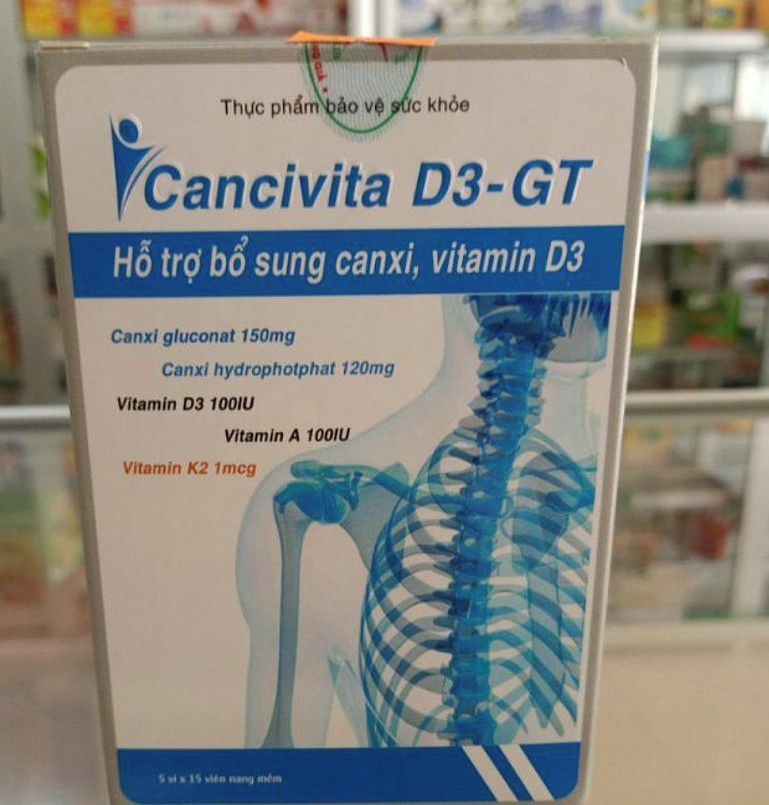 Sản phẩm thực phẩm bảo vệ sức khỏe CANCIVITA D3-GT do Công ty Hương Hoàng sản xuất