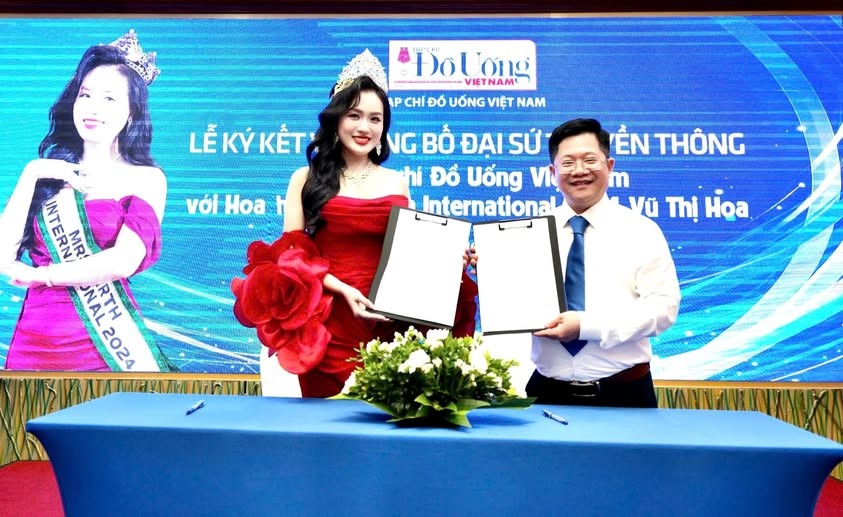 Hoa hậu Mrs Earth International 2024 Vũ Thị Hoa làm Đại sứ Truyền thông của Tạp chí Đồ Uống Việt Nam
