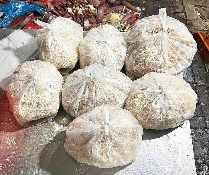 Số hoa chuối đã qua sơ chế - Ảnh: Công an cung cấp