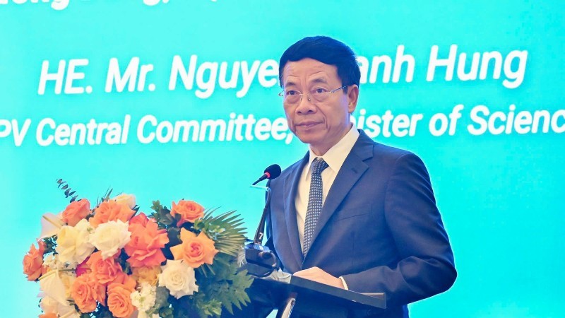 Bộ trưởng Khoa học và Công nghệ Nguyễn Mạnh Hùng phát biểu tại Diễn đàn. (Ảnh: THẾ ĐẠI)
