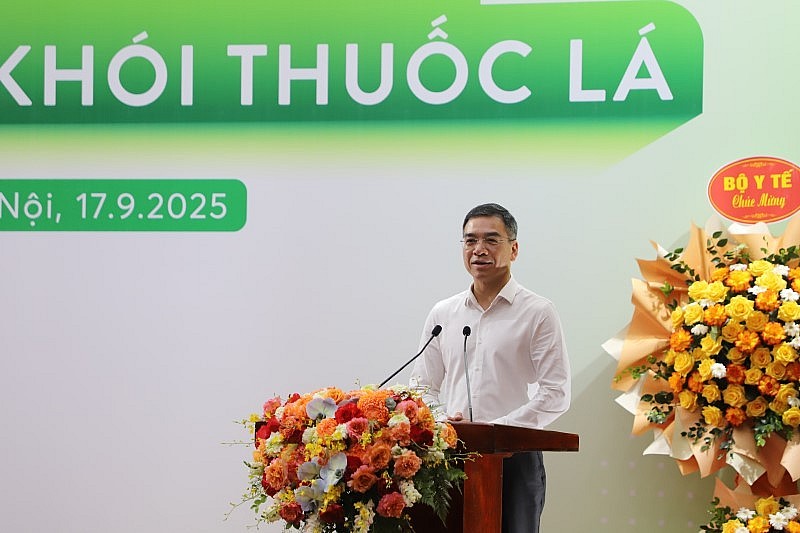 Ông Hà Anh Đức, Cục trưởng Cục Quản lý khám, chữa bệnh, Giám đốc Quỹ Phòng, chống tác hại của thuốc lá, Bộ Y tế phát biểu
