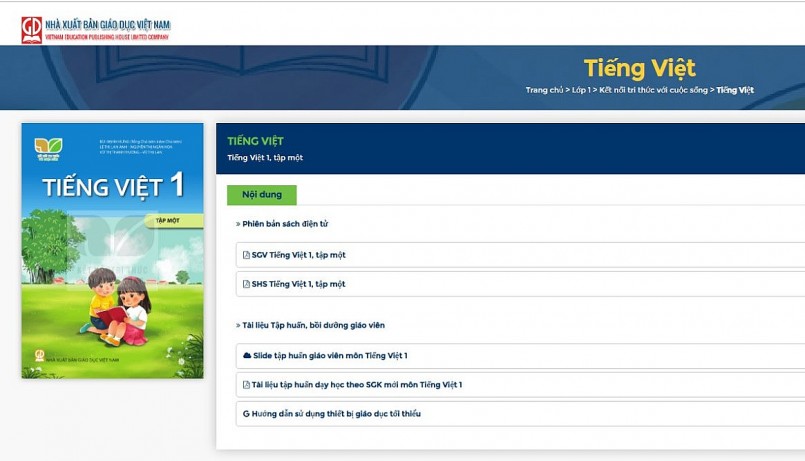 Sách giáo khoa Tiếng Việt đã được số hóa trên trang https://taphuan.nxbgd.vn