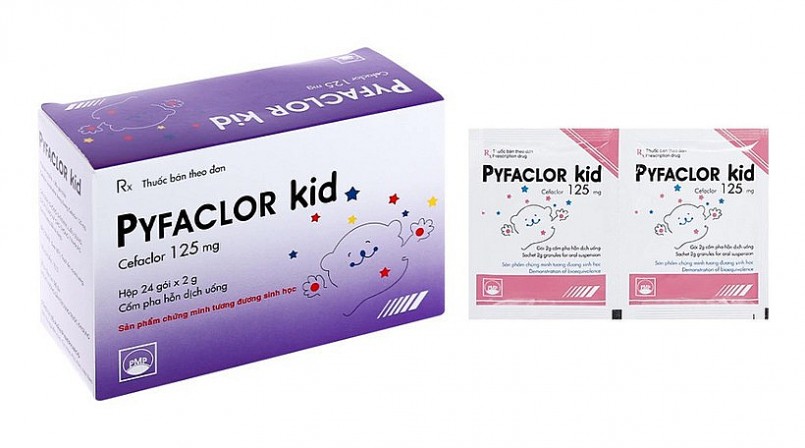 Hình ảnh sản phẩm thuốc Cốm pha hỗn dịch uống Pyfaclor Kid (Cefaclor 125mg). (Ảnh chụp màn hình)
