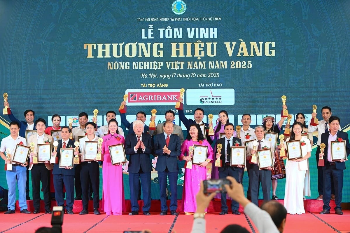 Tôn vinh 90 thương hiệu Vàng nông nghiệp Việt Nam năm 2025 đóng góp tích cực vào sự phát triển bền vững của ngành nông nghiệp Việt Nam. Ảnh: Tùng Đinh