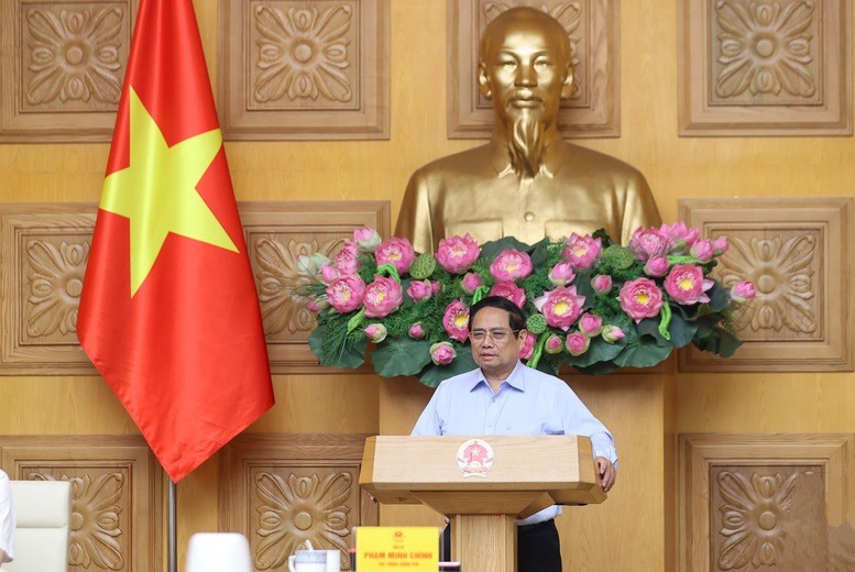 Thủ tướng Chính phủ Phạm Minh Chính chủ trì cuộc họp của Thường trực Chính phủ làm việc với các hội, hiệp hội và doanh nghiệp về việc tháo gỡ khó khăn, vướng mắc trong hoạt động hợp chuẩn, hợp quy sản phẩm, hàng hóa - Ảnh: VGP