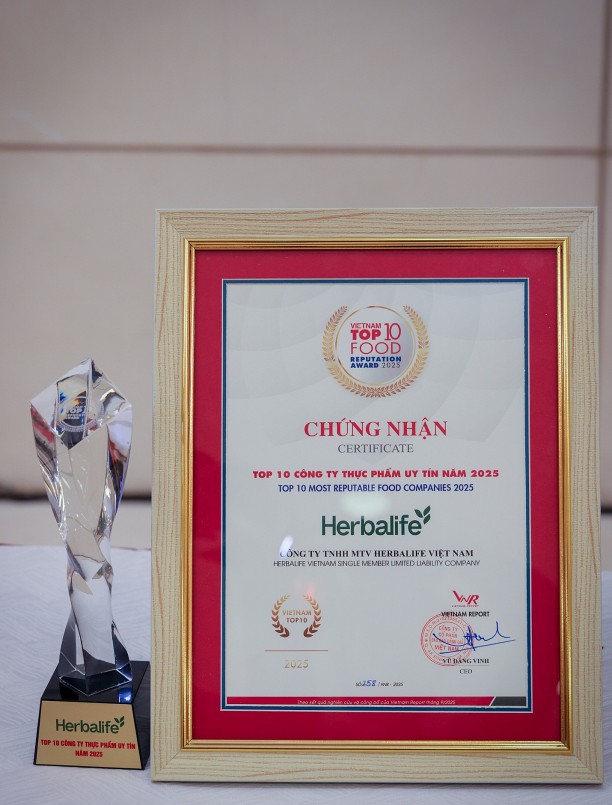 Herbalife Việt Nam được vinh danh Top 10 Công ty Thực phẩm Uy tín lần thứ năm liên tiếp