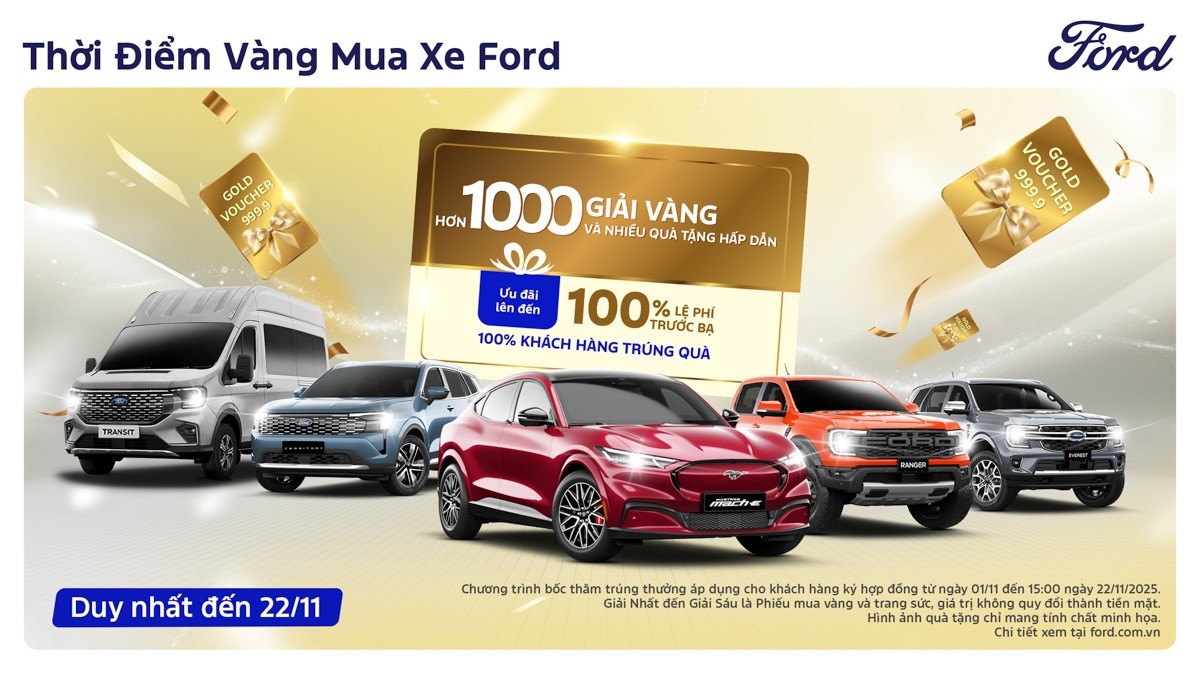 Ford Việt Nam tung chương trình “Thời điểm vàng mua xe Ford” – Ưu đãi khủng, tổng giá trị hơn 7 tỷ đồng