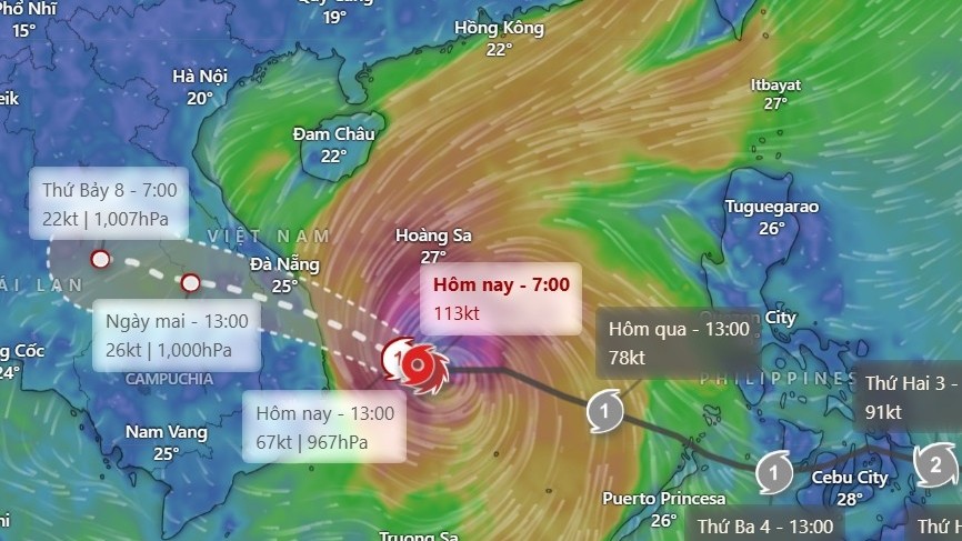 Bão số 13 giật cấp 17 áp sát đất liền, cảnh báo đặc biệt nguy hiểm