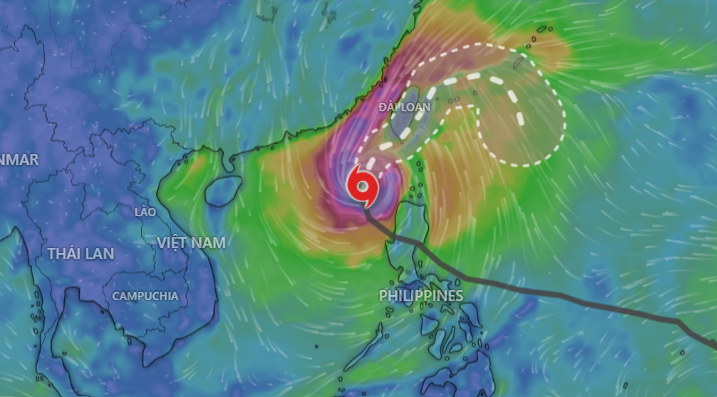 Bão đang di chuyển theo hướng Bắc Tây Bắc với tốc độ khoảng 10-15km/h.