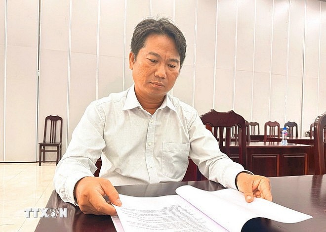 Ông Trần Văn Bình, Bí thư Chi bộ ấp Giồng Bàng. (Ảnh: PV/TTXVN)