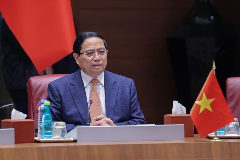 Thủ tướng khẳng định, trải qua hơn 6 thập niên hợp tác hữu nghị, Việt Nam luôn ghi nhớ sự ủng hộ và giúp đỡ của Algeria cho sự nghiệp đấu tranh giải phóng dân tộc trước đây và trong công cuộc xây dựng, phát triển đất nước ngày nay - Ảnh: VGP