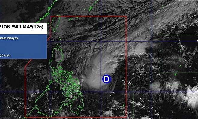 Áp thấp nhiệt đới Wilma, hệ thống tiền thân của bão số 16 ở Biển Đông, sáng 4.12. Ảnh: PAGASA