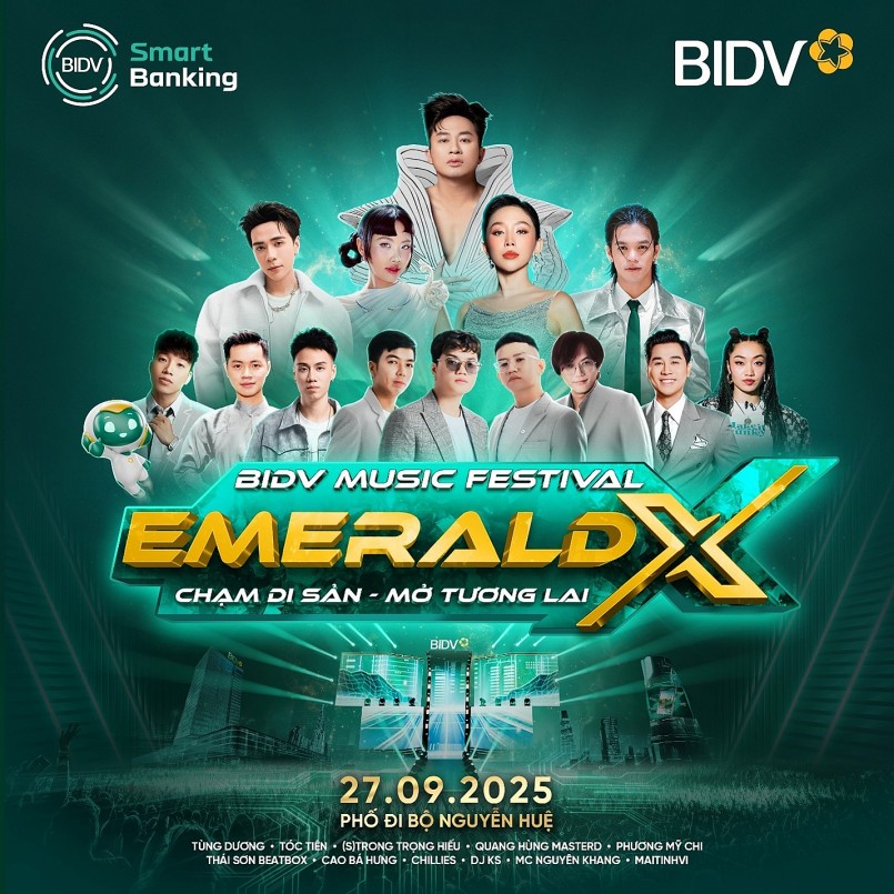 Dàn nghệ sĩ tham gia đêm nhạc BIDV Music Festival – The Emerald X. Dàn nghệ sĩ tham gia đêm nhạc BIDV Music Festival – The Emerald X.