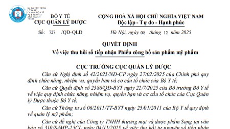 Thu hồi phiếu công bố gần 300 mỹ phẩm nhập khẩu