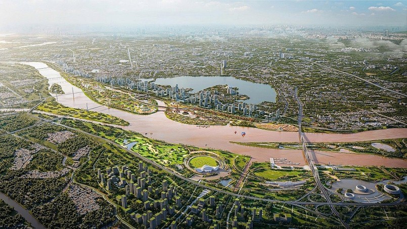 Phối cảnh Dự án đầu tư xây dựng Trục Đại lộ cảnh quan sông Hồng