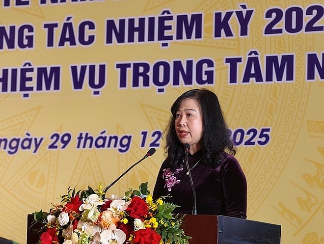 Ngành Y tế phấn đấu đến năm 2030 tuổi thọ trung bình của người dân nâng lên khoảng 75,5 tuổi. Trong ảnh là Bộ trưởng Bộ Y tế Đào Hồng Lan phát biểu tại hội nghị. Ảnh: Bộ Y tế
