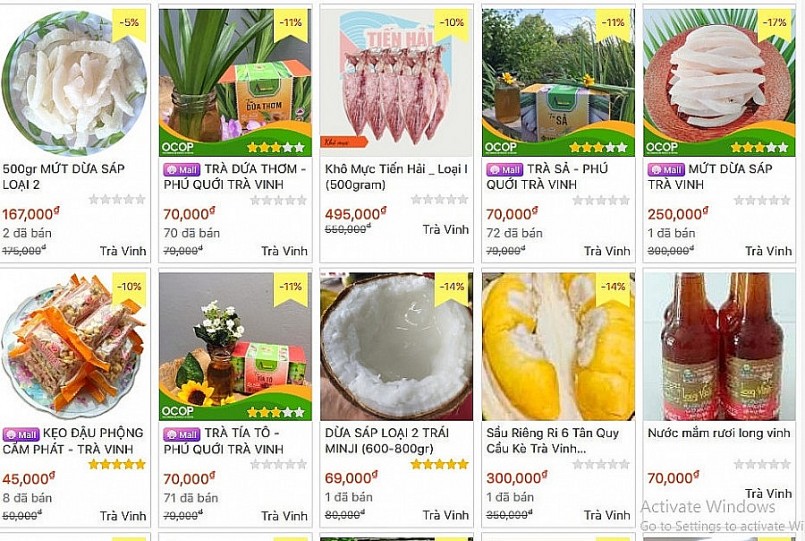 Hình ảnh một số sản phẩm OCOP của tỉnh Trà Vinh trên trang thương mại điện tử voso.vn