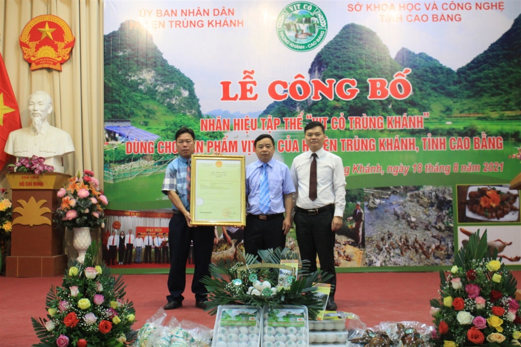 Cao Bằng: Công bố và trao Văn bằng nhãn hiệu tập thể “Vịt cỏ Trùng Khánh”