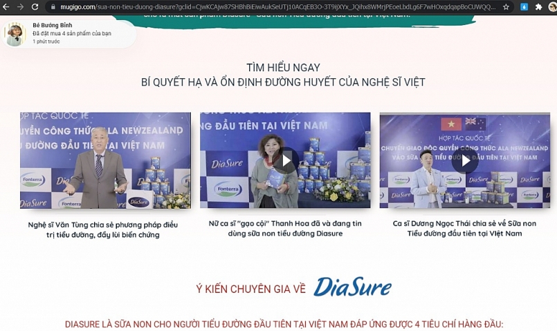Sữa non tiểu đường DiaSure: Quảng cáo gây nhầm lẫn cho người tiêu dùng?