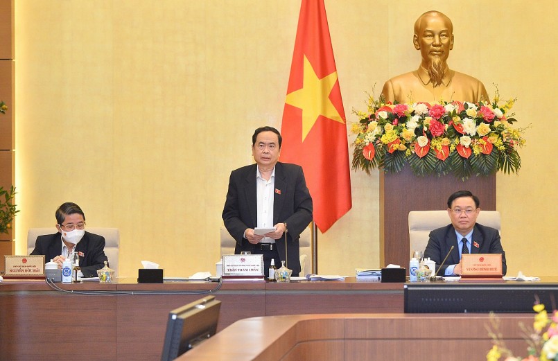 Phó Chủ tịch Thường trực Quốc hội Trần Thanh Mẫn phát biểu kết luận tại phiên họp