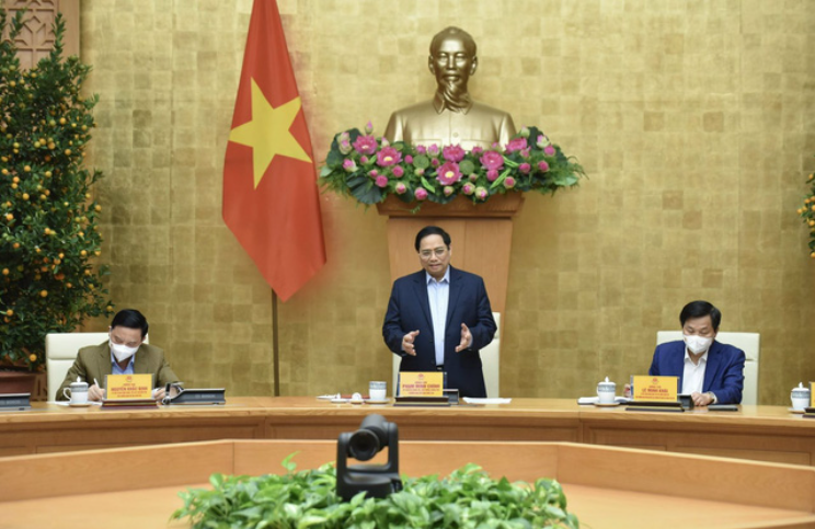 Thủ tướng Chính phủ Phạm Minh Chính chủ trì cuộc họp sáng 27/1 của Ban Chỉ đạo quốc gia phòng chống dịch COVID-19 - Ảnh: VGP/Nhật Bắc