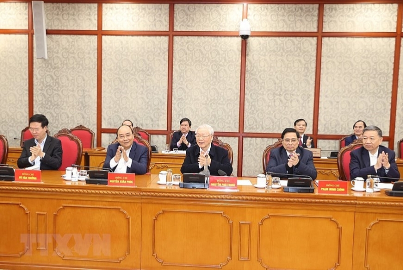 Tổng Bí thư, Chủ tịch nước Nguyễn Phú Trọng phát biểu kết luận phiên họp. Ảnh: TTXVN Tổng Bí thư, Chủ tịch nước Nguyễn Phú Trọng phát biểu kết luận phiên họp. Ảnh: TTXVN