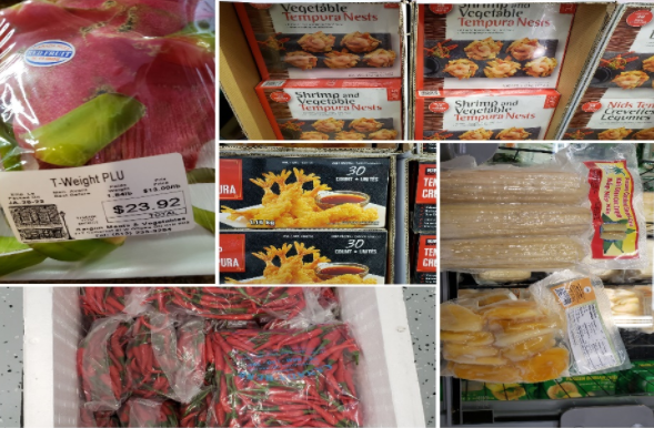 Một số loại thực phẩm Việt Nam bày bán tại các siêu thị Canada