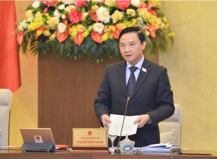 Phó Chủ tịch Quốc hội Nguyễn Khắc Định phát biểu