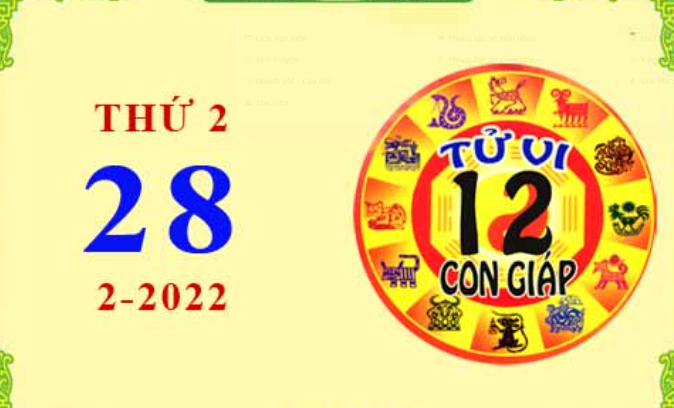 Xem chi tiết tử vi hôm nay Thứ Hai ngày 28/02/2022: Sửu công việc tiến triển suôn sẻ, Tý cần thận trọng